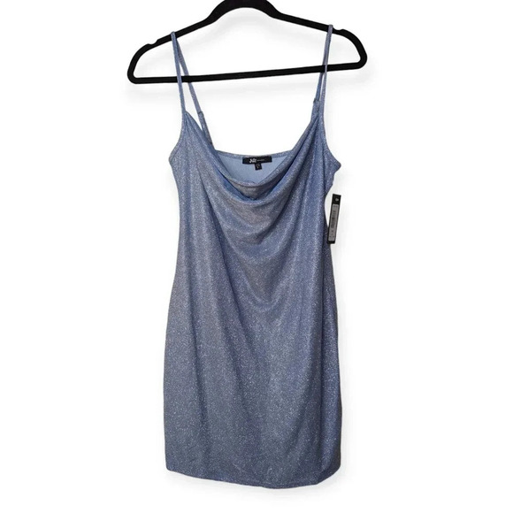 Jump Apparel Mini Dress Light Blue Glitter Club Hoco - Picture 1 of 14